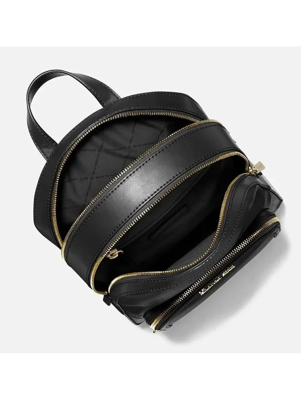 Michael Kors Black Jaycee Women's Zip Pocket Pebbled Leather Medium  Backpack